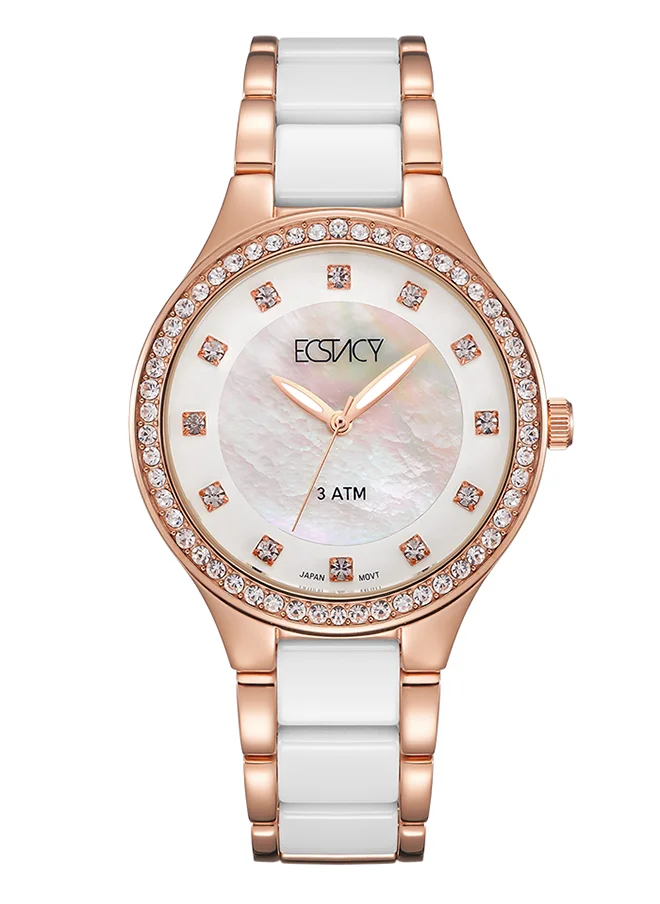 ECSTACY Women's Analog Display Watch With Black Stainless Steel Strap - E9511-KCWM
