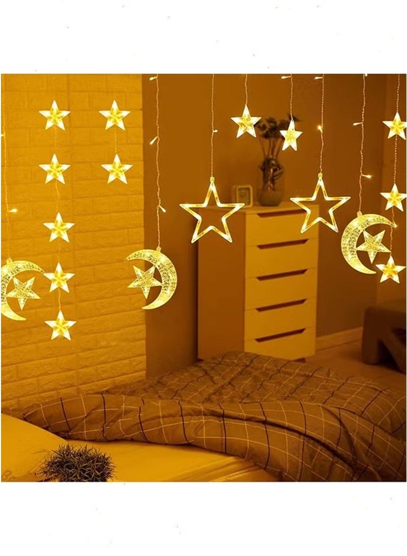 أضواء رمضان: أضواء LED على شكل نجوم وقمر مع جهاز تحكم عن بعد وحافظة بطارية – زينة رمضانية أساسية للمنزل واحتفالات العيد - Image 3