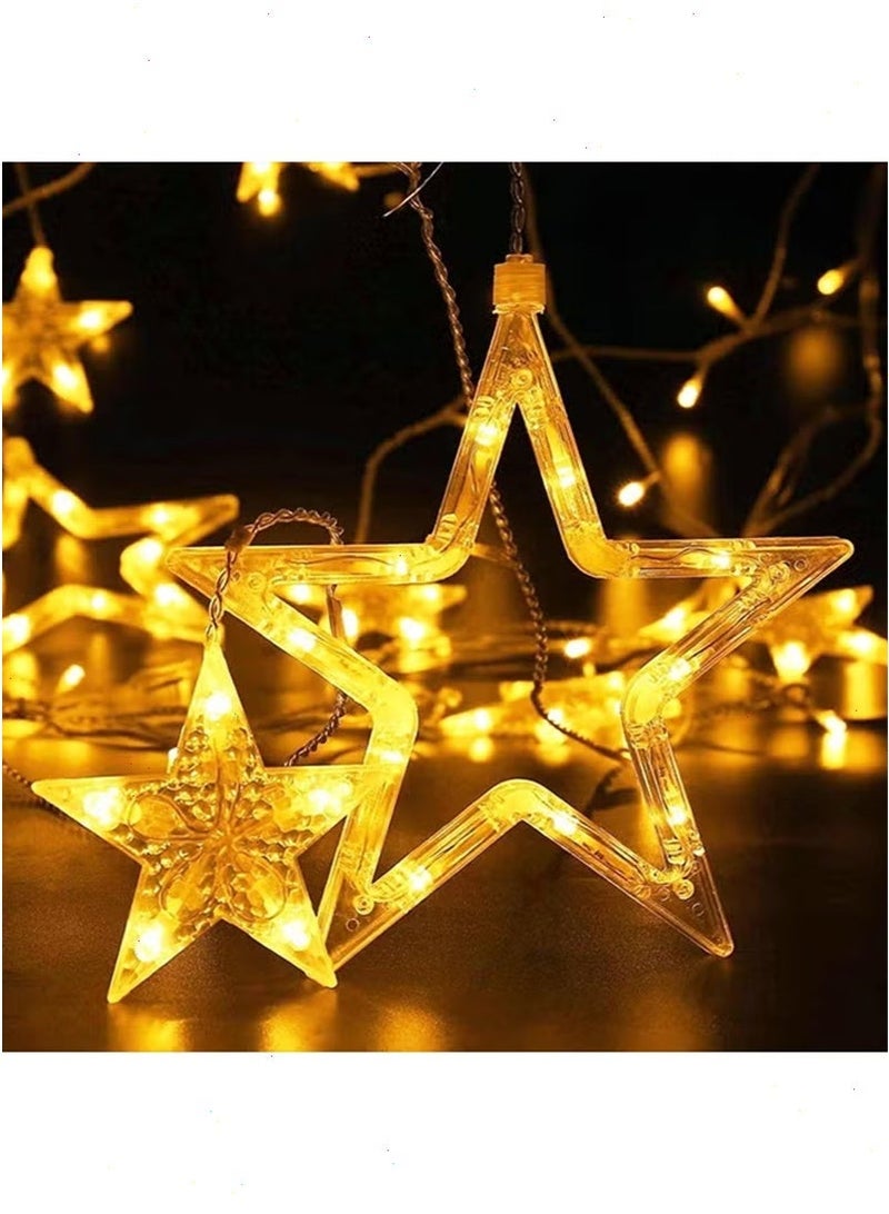 أضواء رمضان: أضواء LED على شكل نجوم وقمر مع جهاز تحكم عن بعد وحافظة بطارية – زينة رمضانية أساسية للمنزل واحتفالات العيد - Image 4
