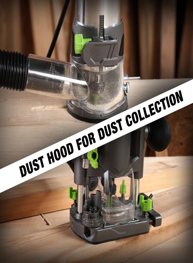 ووركبرو مجموعة أدوات التوجيه المدمجة WORKPRO، جهاز توجيه مدمج 6.5 أمبير بقاعدة ثابتة وجهاز توجيه غاطس لأعمال النجارة والتشذيب والتقطيع، 6 سرعات متغيرة حتى 32000 دورة في الدقيقة - Image 4