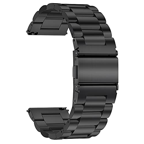 TStrap Metal Watch Band for Men - Black Stainless Steel Watch Bands for Women - Brushed Solid Quick Release Smart Watch Strap Replacement Bracelet Clasp - 16mm 18mm 19mm 20mm 21mm 22mm 24mm - Image 1