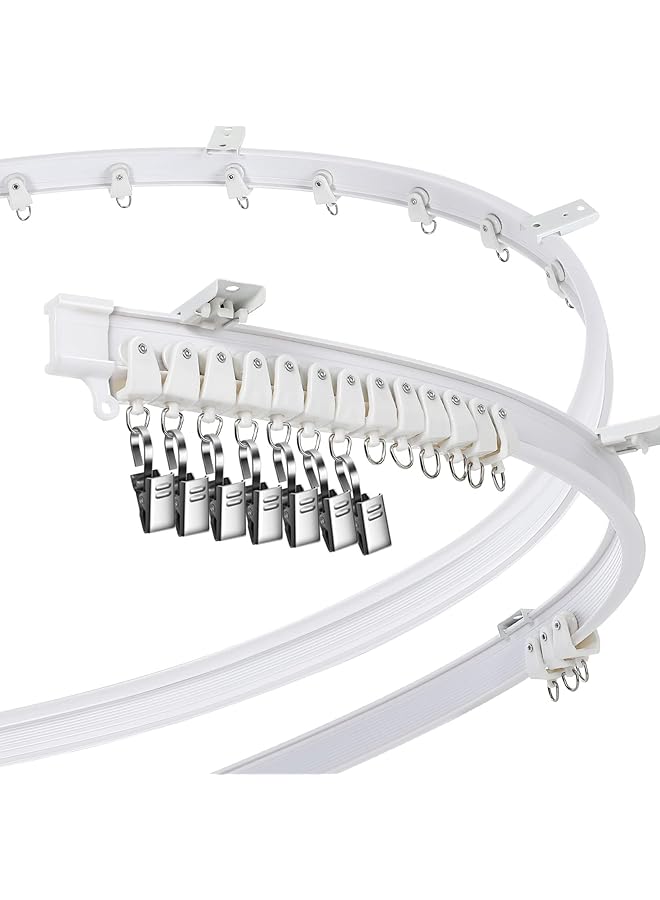 The Bros Curved Ceiling Curtain Track Bendable Mount for Curtain Rail Bunk Bed Bay Window Room Divider Flexible Straight (White, 5 m/ 16.4 ft) - Image 1