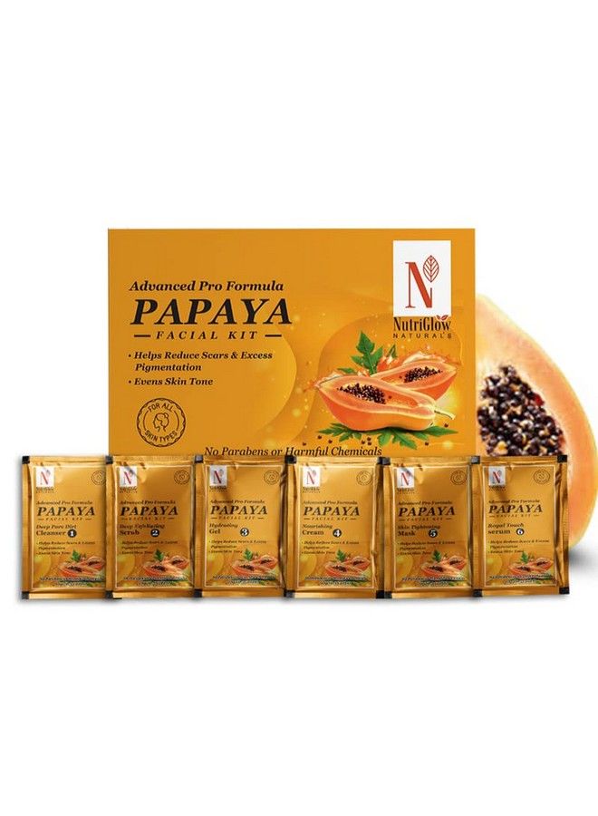 NUTRIGLOW Natural'S Advanced Pro Formula Papaya Facial Kit For Glowing Skin; Cleanup Kit For Even Skin Tone; Controls Excess Pigmentation; Scars Reduction 60Gm - Image 1