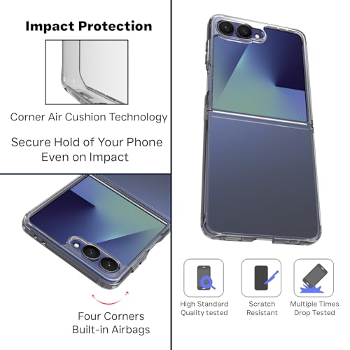 RIGGEAR Shockproof Clear Hybrid Armor Back Cover Case Compatible with Samsung Galaxy Z Flip 7 (Transparent PC with TPU Bumper) - Image 2