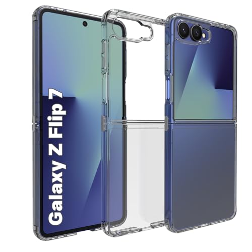 RIGGEAR Shockproof Clear Hybrid Armor Back Cover Case Compatible with Samsung Galaxy Z Flip 7 (Transparent PC with TPU Bumper) - Image 1