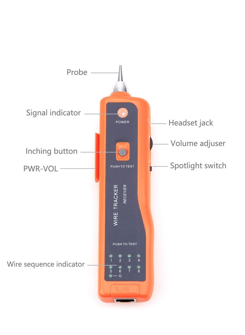 Wire Tracker XQ-350 RJ45 RJ11 Finder for Telephone Network Wire LAN Cable for Line DC Detecting/Anode/Cathode Determination Diagnose Tone Networking Tool with Crystal Head - Image 3