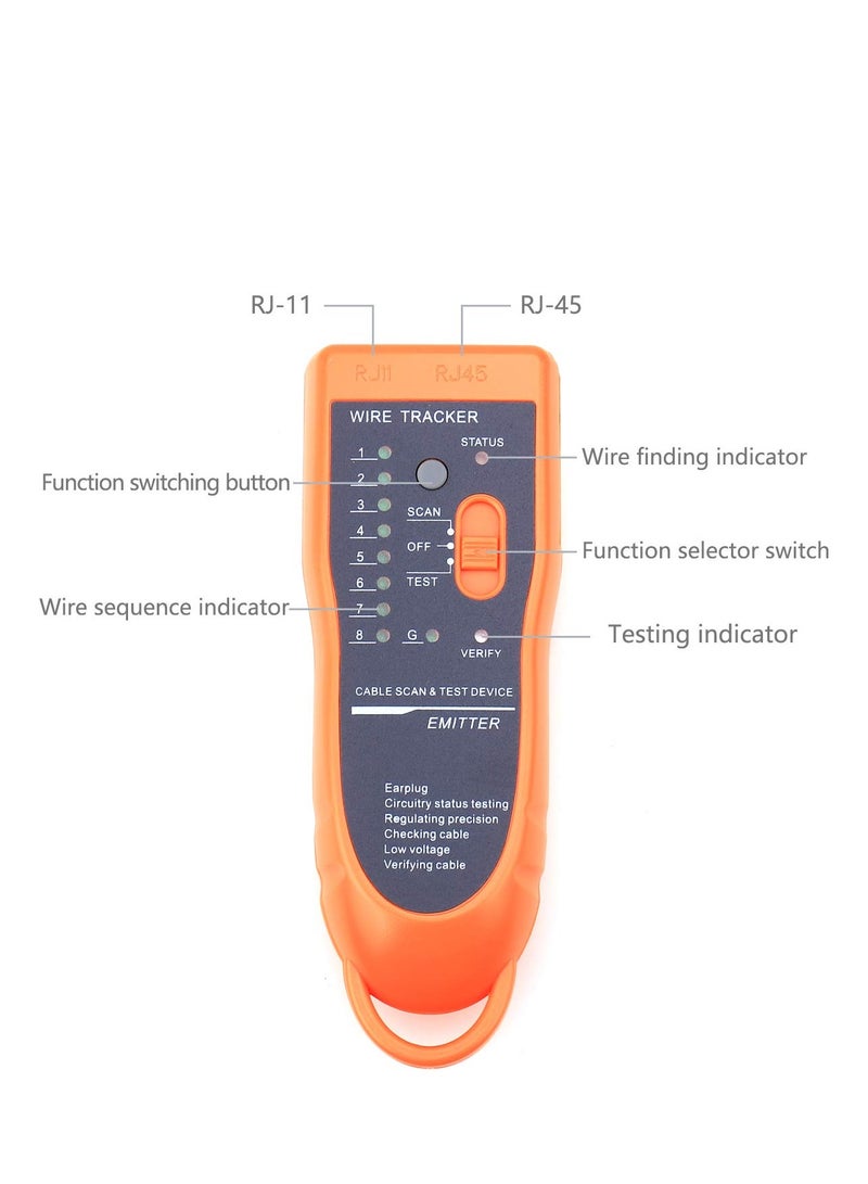 Wire Tracker XQ-350 RJ45 RJ11 Finder for Telephone Network Wire LAN Cable for Line DC Detecting/Anode/Cathode Determination Diagnose Tone Networking Tool with Crystal Head - Image 5