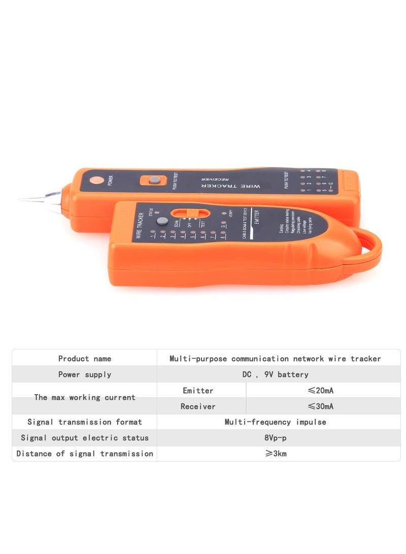 Wire Tracker XQ-350 RJ45 RJ11 Finder for Telephone Network Wire LAN Cable for Line DC Detecting/Anode/Cathode Determination Diagnose Tone Networking Tool with Crystal Head - Image 2