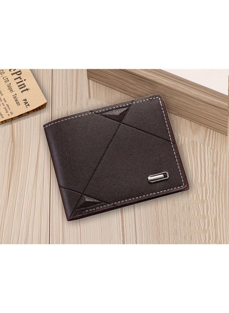 جيانغ بي أو محفظة قصيرة ثلاثية الطيات للرجال جديدة - محفظة أفقية رفيعة ناعمة من جلد البولي يوريثان مع فتحات متعددة البطاقات ، محفظة خفيفة الوزن غير رسمية للاستخدام اليومي للشباب - Image 2