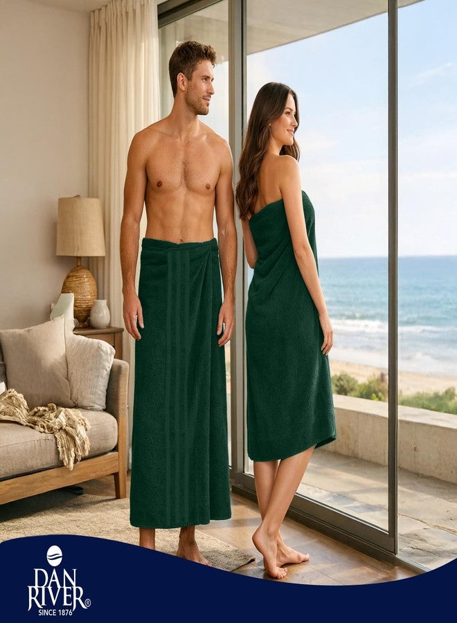 DAN RIVER 2 Pack Bath Sheets Extra Large 35x70, Large Bath Towels for Adults, XL Oversized Heavy Duty Towel Set, 600 GSM 100% Ring Spun Cotton, Soft Quick Dry, Huntergreen - Image 2