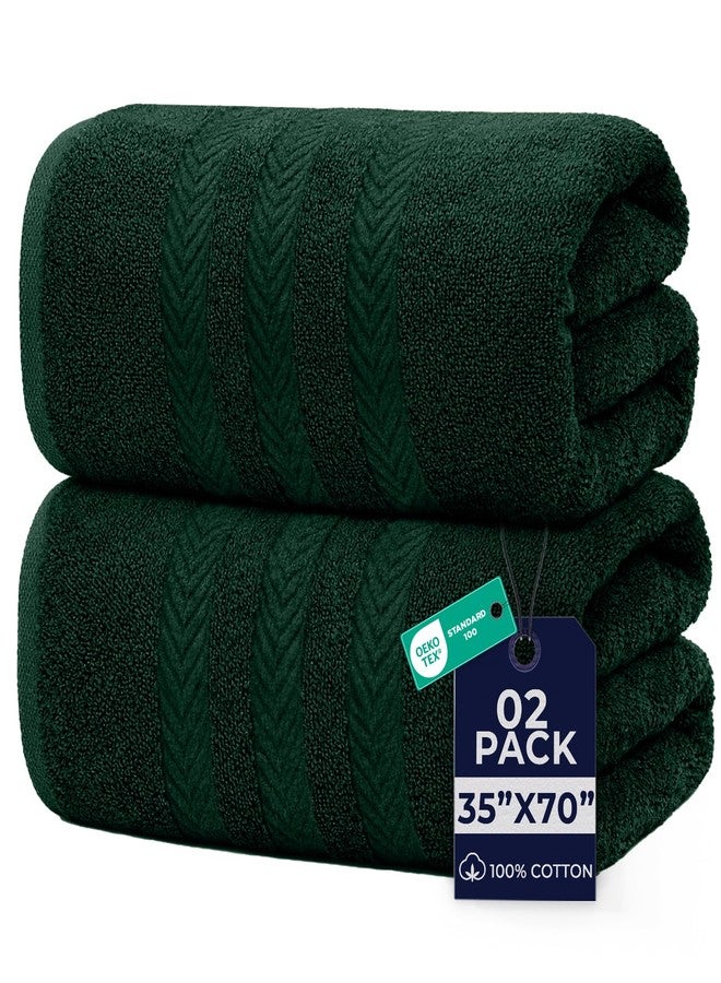 DAN RIVER 2 Pack Bath Sheets Extra Large 35x70, Large Bath Towels for Adults, XL Oversized Heavy Duty Towel Set, 600 GSM 100% Ring Spun Cotton, Soft Quick Dry, Huntergreen - Image 1