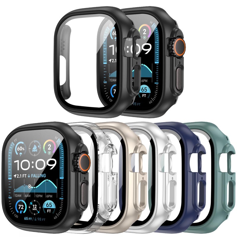 JERXUN Case for Apple Watch Ultra 3/2/1 Screen Protector with Tempered Glass Protection Hard PC Bumper Cover for iWatch 49mm Accessories - Image 1