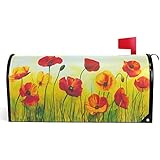 Wamika Wamika Art Red Poppy Flowers Mailbox Cover Spring Lawn Painting Mailbox Covers Magnetic Mailbox Wraps Post Letter Box  - Image 1
