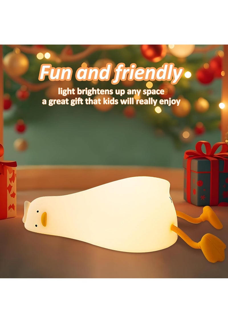 ELTRAZONE Lying Flat Duck Night Light, Cute Light-Up Duck Soft Silicone Nursery Night Lamp with Touch Control, Rechargeable, Timer & Dimmer, Perfect for Kids, Newborns, Babies – Ideal Birthday & Festival Gift - Image 4
