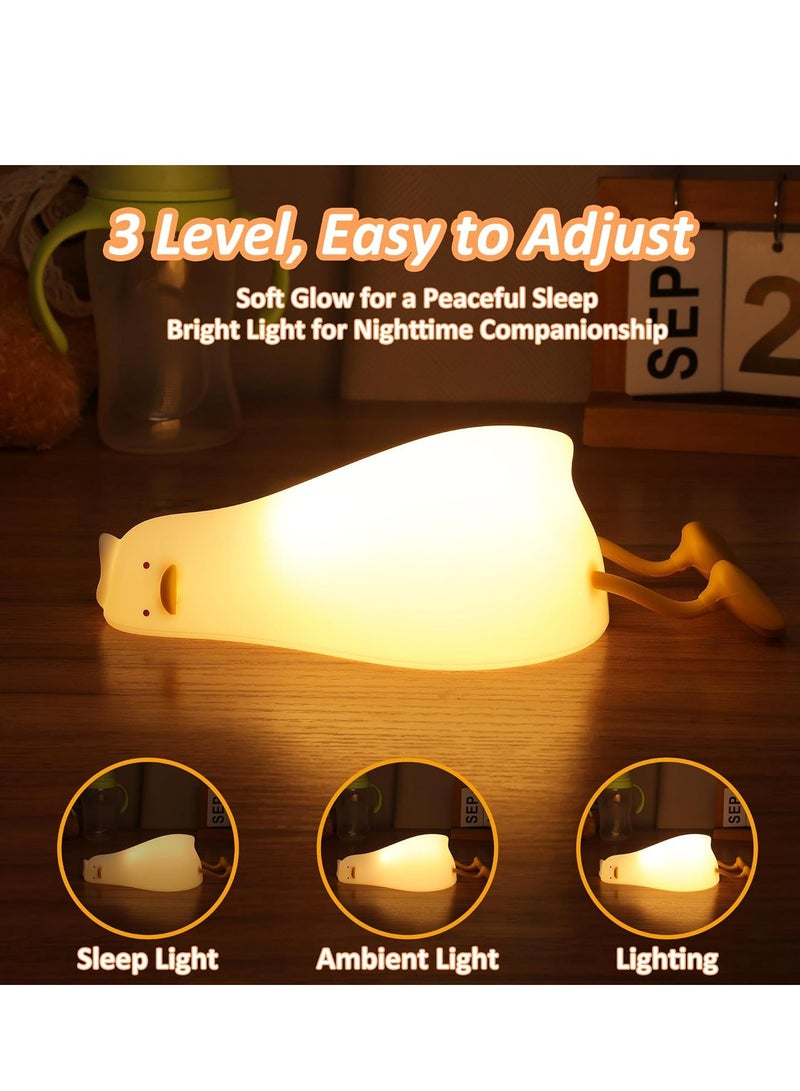 ELTRAZONE Lying Flat Duck Night Light, Cute Light-Up Duck Soft Silicone Nursery Night Lamp with Touch Control, Rechargeable, Timer & Dimmer, Perfect for Kids, Newborns, Babies – Ideal Birthday & Festival Gift - Image 5