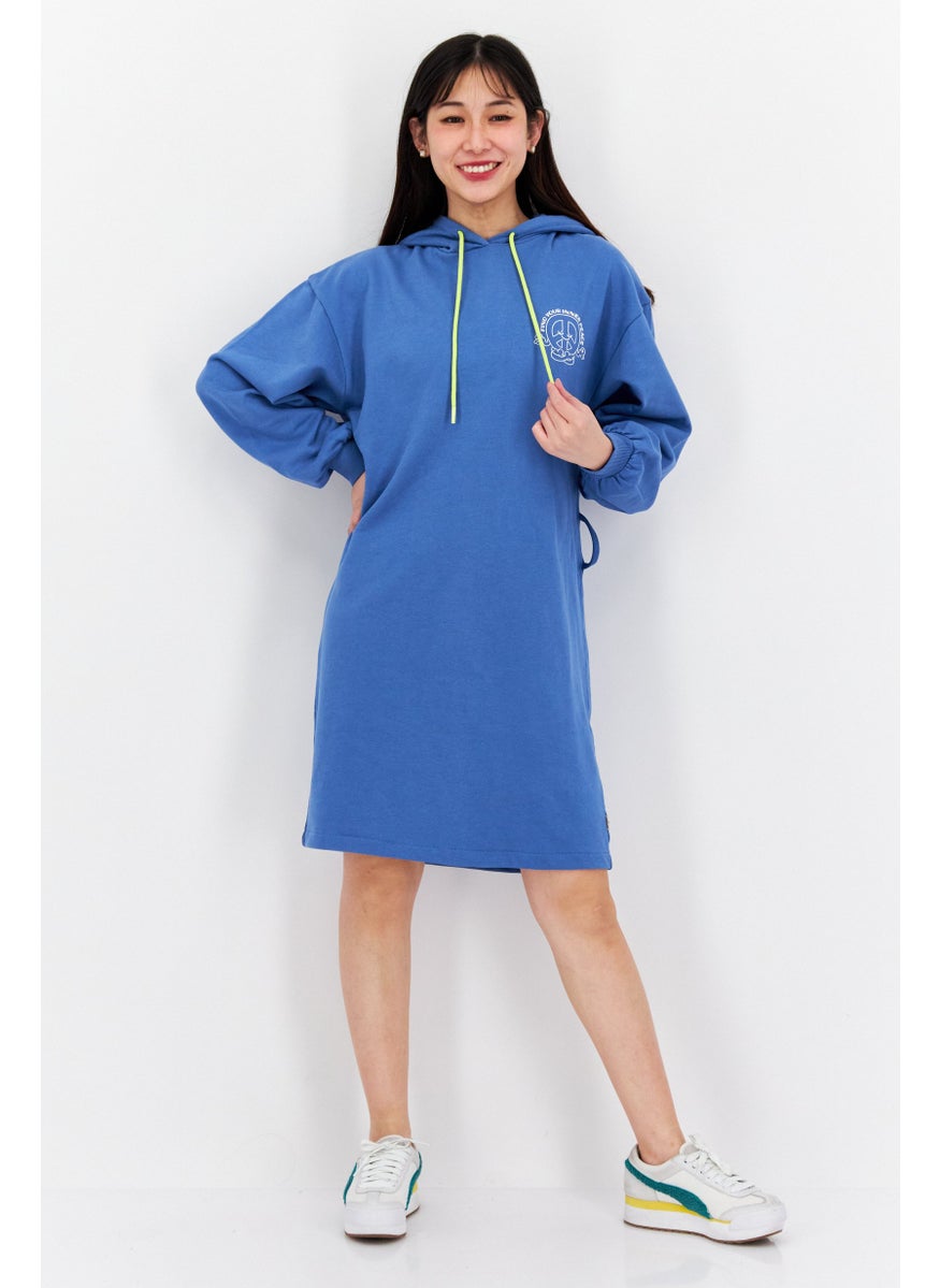 Levi's - Women Hooded Graphic Sweater Dress, Blue - Image 1