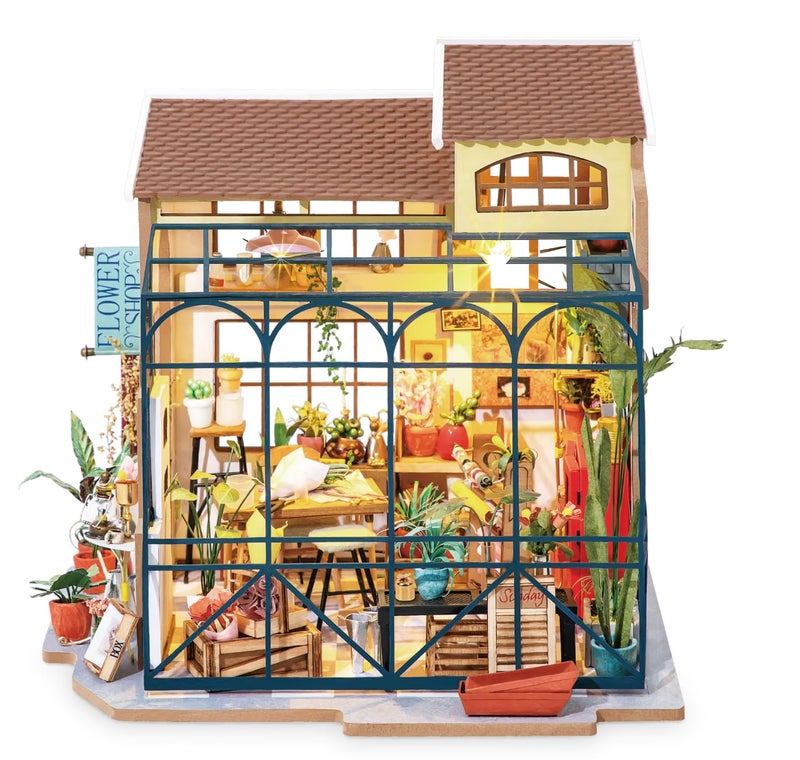 Rolife DIY Miniature House Kit Flower Shop Tiny House Kit for Adults to Build Mini House Making Kit with Furniture HalloweenChristmas DecorationsGifts for Family and FriendsEmilys Flower Shop - Image 3
