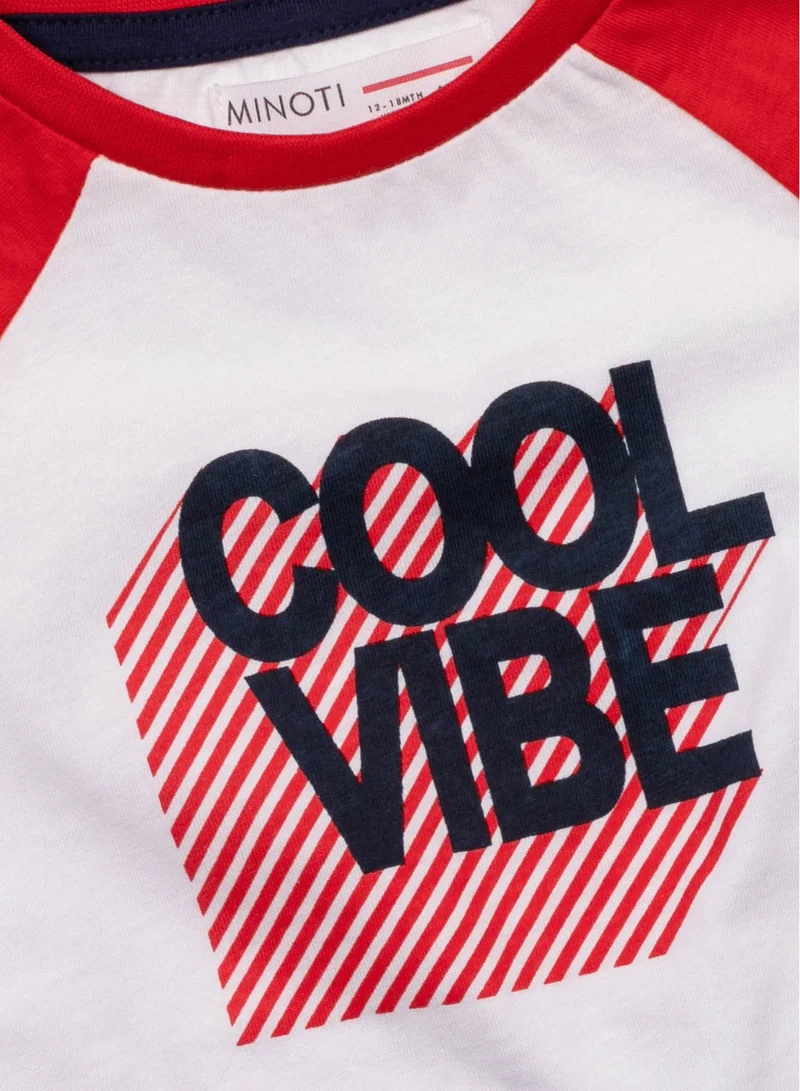 MINOTI Boys Printed T-Shirt with Contrast Raglan Sleeves