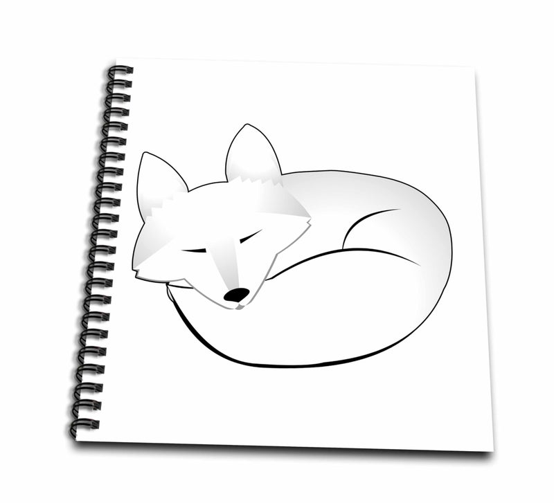 3dRose db_175375_1 Cute Sleeping Artic Fox Drawing Book, 8 by 8-Inch
