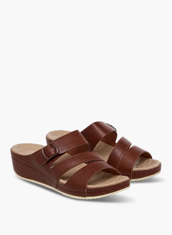 Le Confort Solid Slip-On Sandals with Wedge Heels