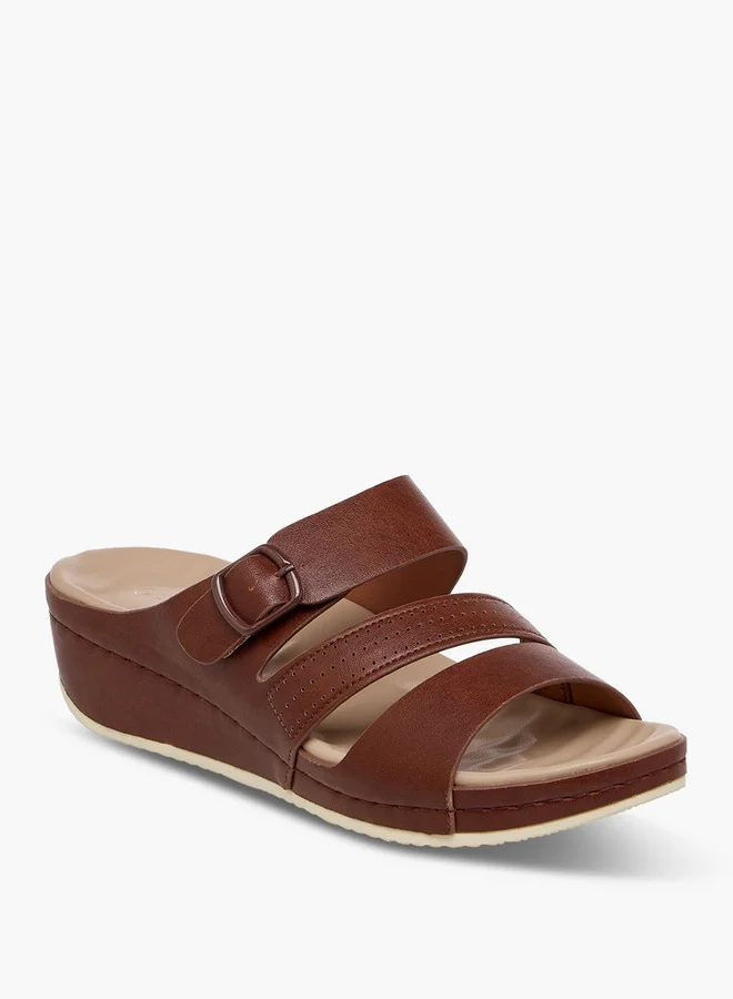 Le Confort Solid Slip-On Sandals with Wedge Heels