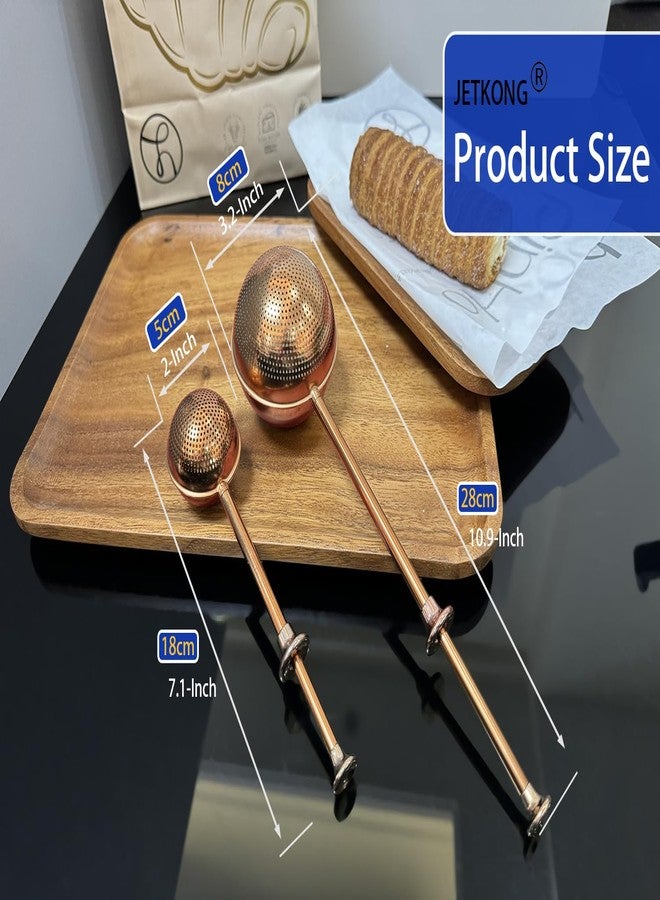 JETKONG 2 Pcs Flour Sifter, Stainless Steel Flour Duster for Bread Baking, Bakers Dusting Wand for Powdered Sugar and Spices (Small+Large, Brown) - Image 3