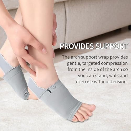 ZEXREL Cotton Flat Foot Arch Support For Men & Women|Medial Arch Support For Flat Feet Correction Sleeve With Cushion|Plantar Fasciitis Leg Foot Pain Relief Product |Free Size|(Gray - New Socks) - Image 4