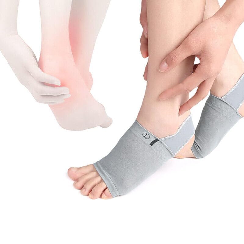ZEXREL Cotton Flat Foot Arch Support For Men & Women|Medial Arch Support For Flat Feet Correction Sleeve With Cushion|Plantar Fasciitis Leg Foot Pain Relief Product |Free Size|(Gray - New Socks) - Image 5