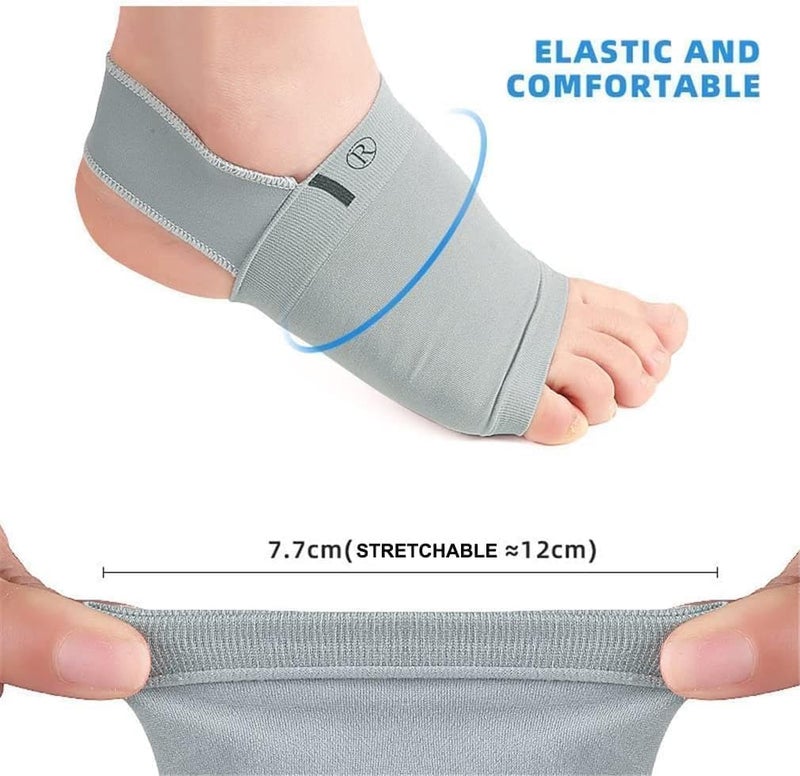ZEXREL Cotton Flat Foot Arch Support For Men & Women|Medial Arch Support For Flat Feet Correction Sleeve With Cushion|Plantar Fasciitis Leg Foot Pain Relief Product |Free Size|(Gray - New Socks) - Image 2