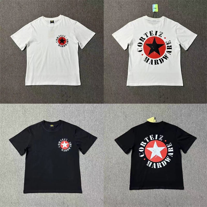 Trendy New Letter And Star Print Summer Loose Casual Unisex Short-Sleeve T-Shirt - Image 1