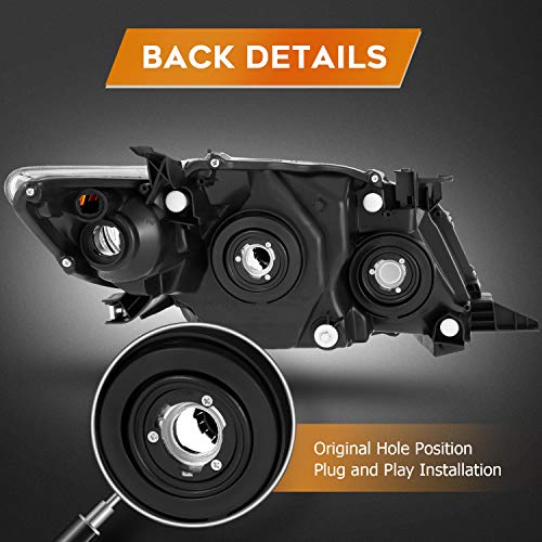 LBRST Headlight Assembly for Toyota Corolla 2009 2010 Black Housing Amber Reflector Clear Lens Driver and Passenger Side Headlamp - Image 4