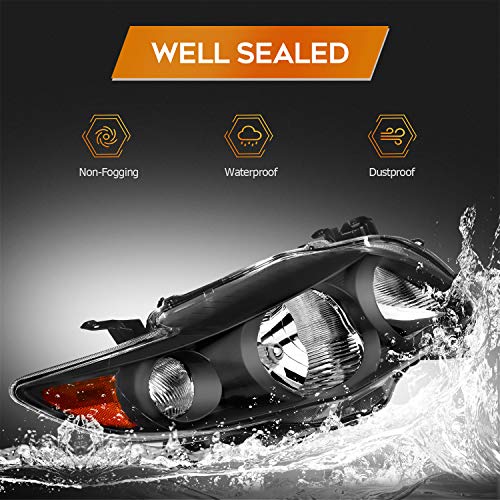 LBRST Headlight Assembly for Toyota Corolla 2009 2010 Black Housing Amber Reflector Clear Lens Driver and Passenger Side Headlamp - Image 5