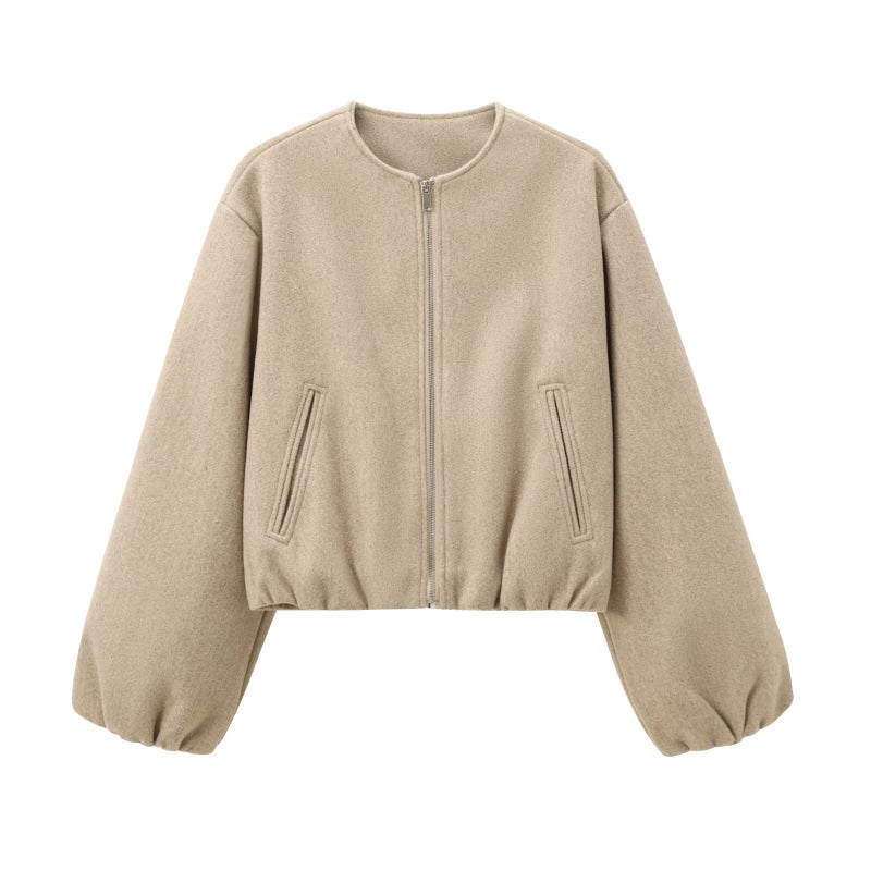 SAW AliExpress Independent Station Womens European and American Style Fashion Simple Soft Bomber Jacket Coat 3046274 Camel 