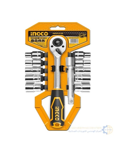 INGCO HKTS12122 2 1/2" Hex Socket Set 12pc with Ratchet Handle