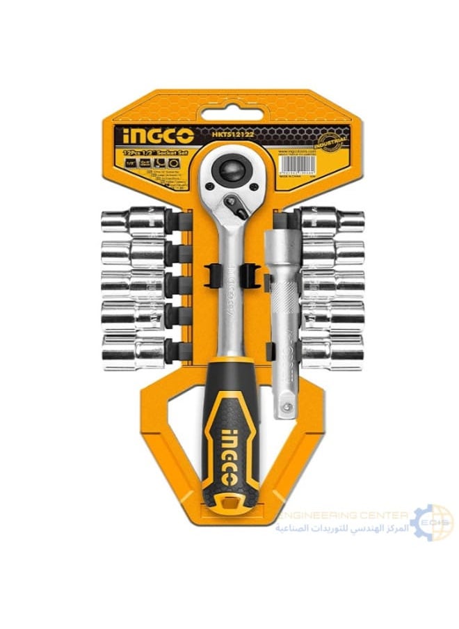 INGCO - INGCO HKTS12122 2 1/2" Hex Socket Set 12pc with Ratchet Handle - Image 1