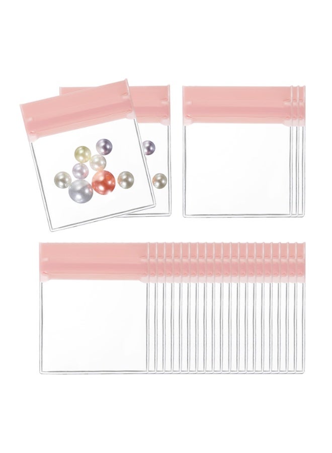 fantasize 25pcs Clear Jewelry Bags, 3.1 x 2.8 Inch Anti Oxidation Self Sealing Small Zipper Bag Pouches for Earrings Necklaces Bracelets Storage Business Travel, Pink - Image 2