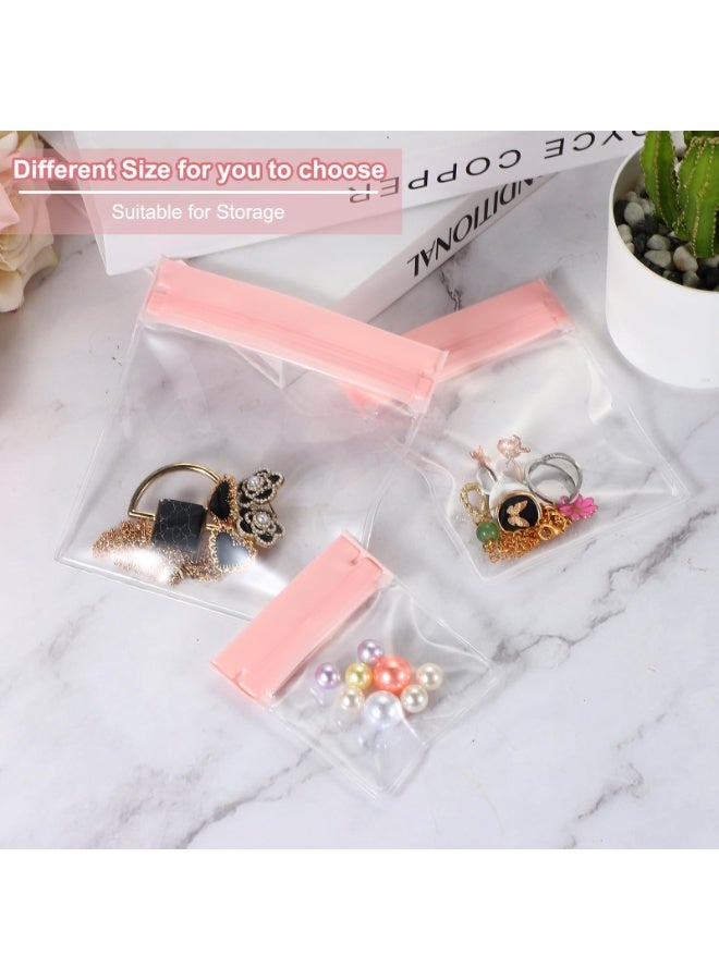 fantasize 25pcs Clear Jewelry Bags, 3.1 x 2.8 Inch Anti Oxidation Self Sealing Small Zipper Bag Pouches for Earrings Necklaces Bracelets Storage Business Travel, Pink - Image 4
