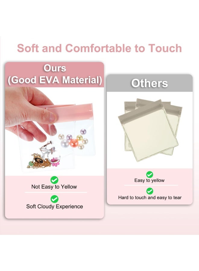 fantasize 25pcs Clear Jewelry Bags, 3.1 x 2.8 Inch Anti Oxidation Self Sealing Small Zipper Bag Pouches for Earrings Necklaces Bracelets Storage Business Travel, Pink - Image 5
