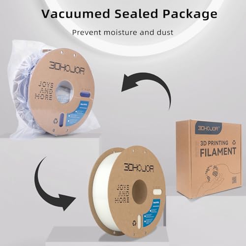 3DHoJor Update Basic PETG Filament 1.75mm, PETG 3D Printer Filament, 2.2 LBS (1KG) Cardboard Spool, Fit Most FDM 3D Printer, White - Image 5