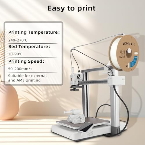 3DHoJor Update Basic PETG Filament 1.75mm, PETG 3D Printer Filament, 2.2 LBS (1KG) Cardboard Spool, Fit Most FDM 3D Printer, White - Image 4