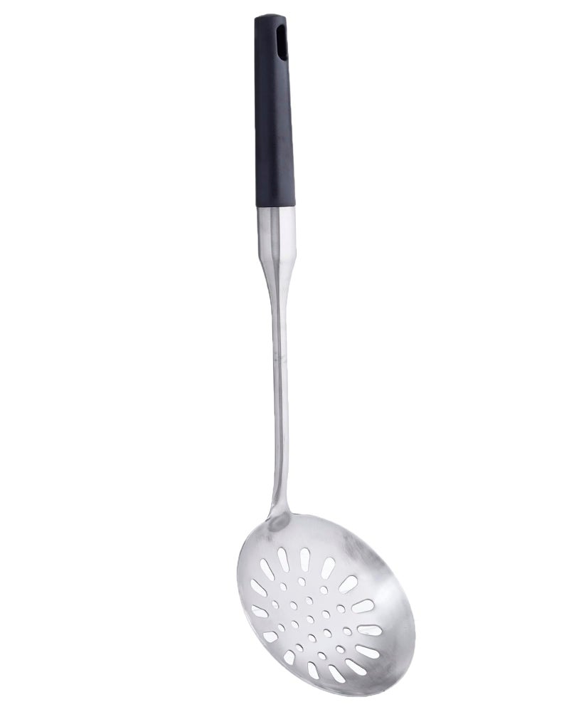 Stainless Steel Food Skimmer Bakelite Hand - Black and Silver - Image 1