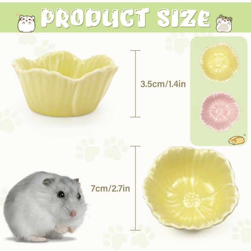 LuckyOpt Small Ceramic Pet Hamster Bowl, Easy to Clean Anti Flipping Hamsters Food and Water Bowl, Small Animal Bowls for Dwarf Hamster, Parrots (Pink, s) - Image 4