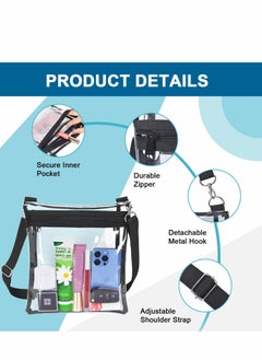 Excefore Clear Bag Stadium Approved Purse See Through Crossbody Concert Bags for Women Men Transparent Plastic Security Messenger Handbag Sports Events Festivals  - Image 5