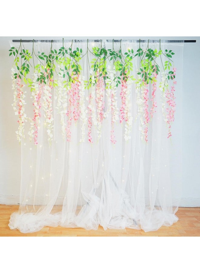 SpecialYou.in Special You Wedding Decoration Items for Home Decor with White Net Curtains, Decorative Lights, Pink & White Wisteria for Pooja Room Decoration Items, Haldi Mehndi Decoration Items - 12 Pcs - Image 5