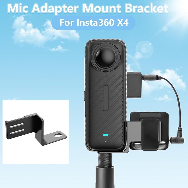 NALACAL Invisible Mic Cold Shoe, Compatible with Insta360 X4 Mic Adapter, Mount Bracket External Microphone Holder with Audio Cable, Compatible for Insta360 X4 Accessories - Image 2