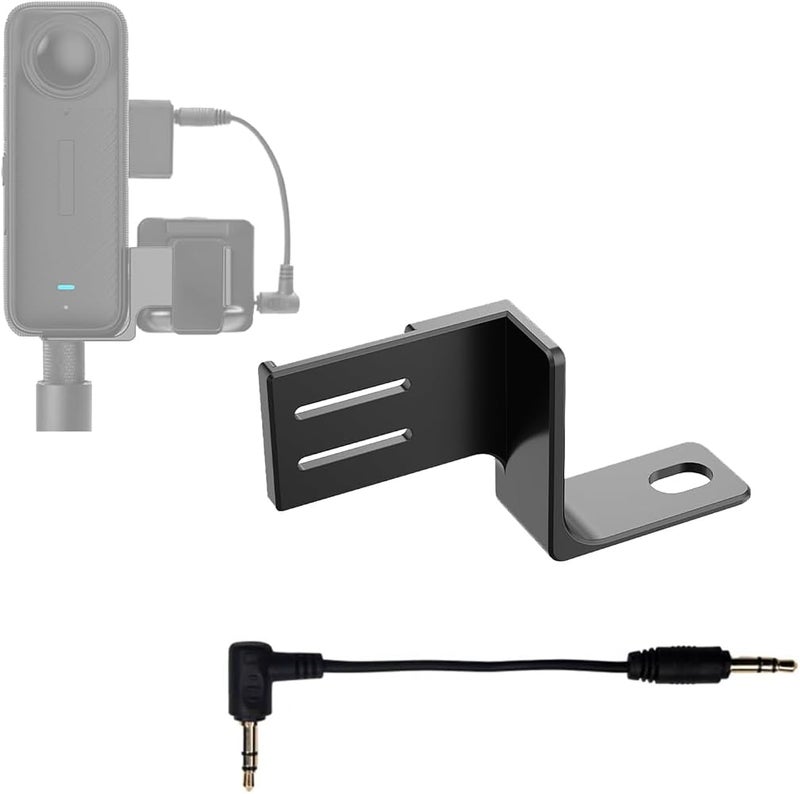 NALACAL Invisible Mic Cold Shoe, Compatible with Insta360 X4 Mic Adapter, Mount Bracket External Microphone Holder with Audio Cable, Compatible for Insta360 X4 Accessories - Image 1
