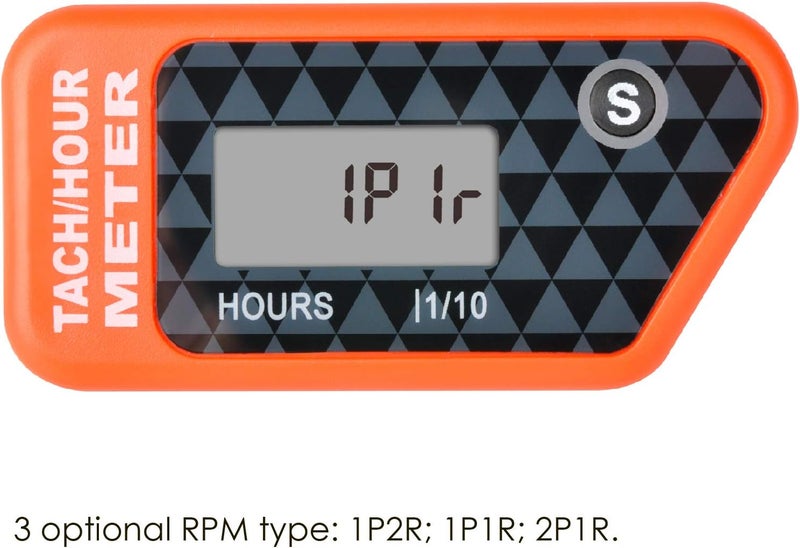Jayron Digital LCD Tachometer Inductive Tach Hour Meter Display Max RPM Waterproof for Most Gas Engine Marine ATV Generator Lawn Tractor Motorcycle (Orange) - Image 3