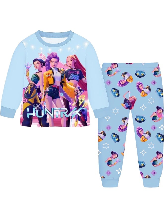 general K-POP: Demon-Hunting Girl Group Printed Pajama Set Long-Sleeve Sleepwear Homewear - Image 1