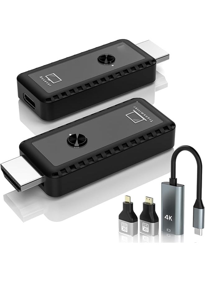إيروريكس - مجموعة موسع HDMI لاسلكية، جهاز إرسال واستقبال HDMI لاسلكي، تمديد HDMI لاسلكي، توصيل وتشغيل، مجموعة HDMI لاسلكية عالية الدقة محمولة لبث الفيديو والصوت من الكمبيوتر المحمول للمراقبة - Image 1