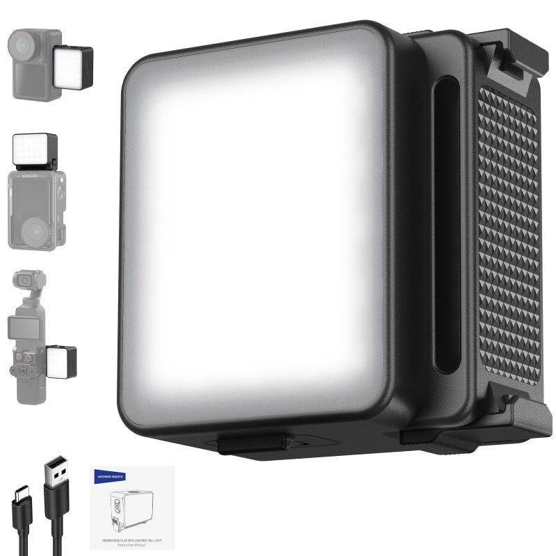 NEEWER Basics M20 Magnetic LED Camera Light Compatible with DJI OSMO Nano Action 3 4 5 Pro Cage NEEWER AC009 PRO Pocket 3 Accessories Expansion Adapter Plastic Mini Fill Light Attachment 5600K CRI95 - Image 2